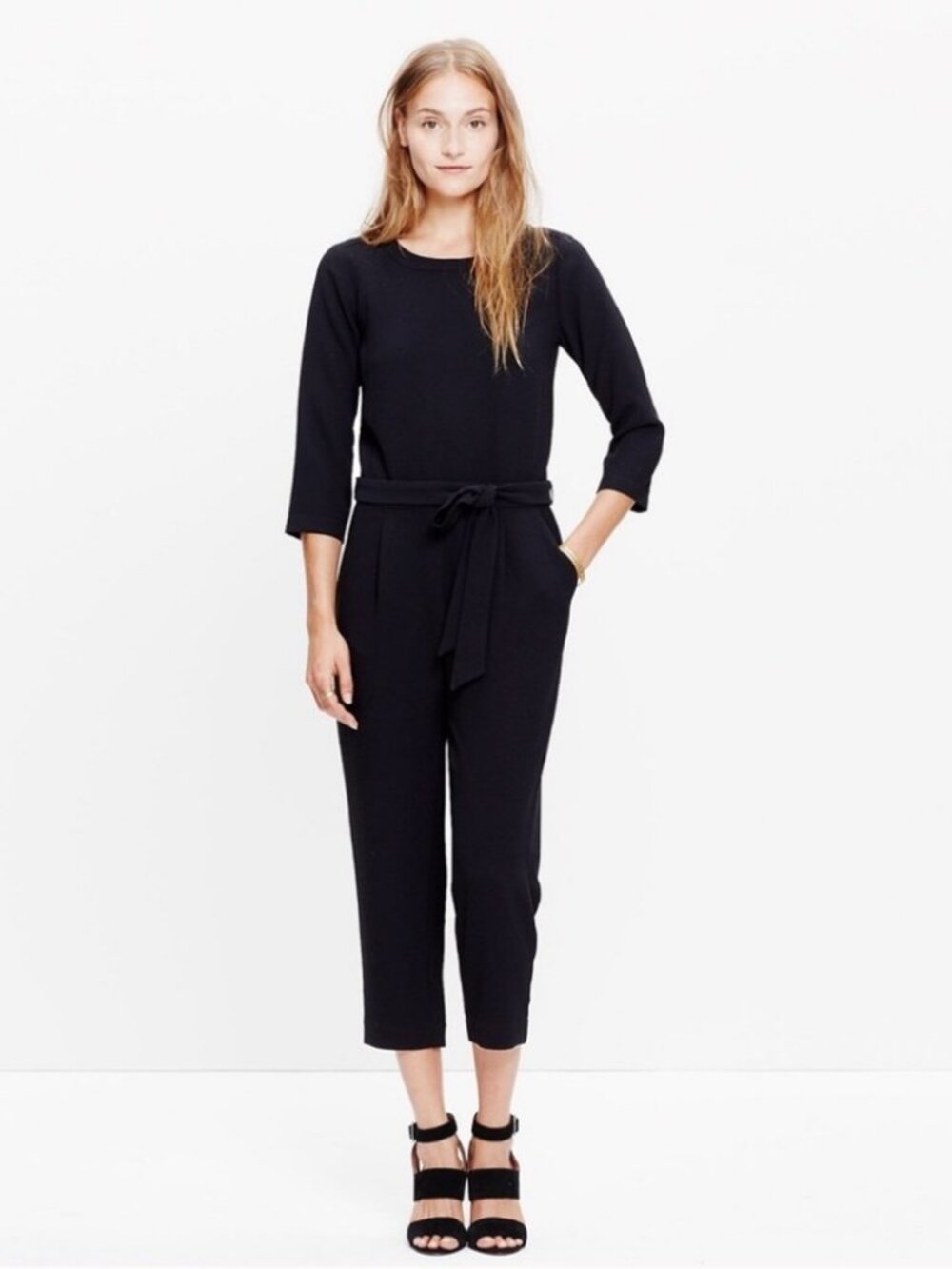 Madewell Size 8 Black Sloan Crepe Jumpsuit, Gently Used Condition